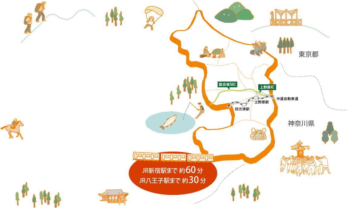 上野原市の地図地図