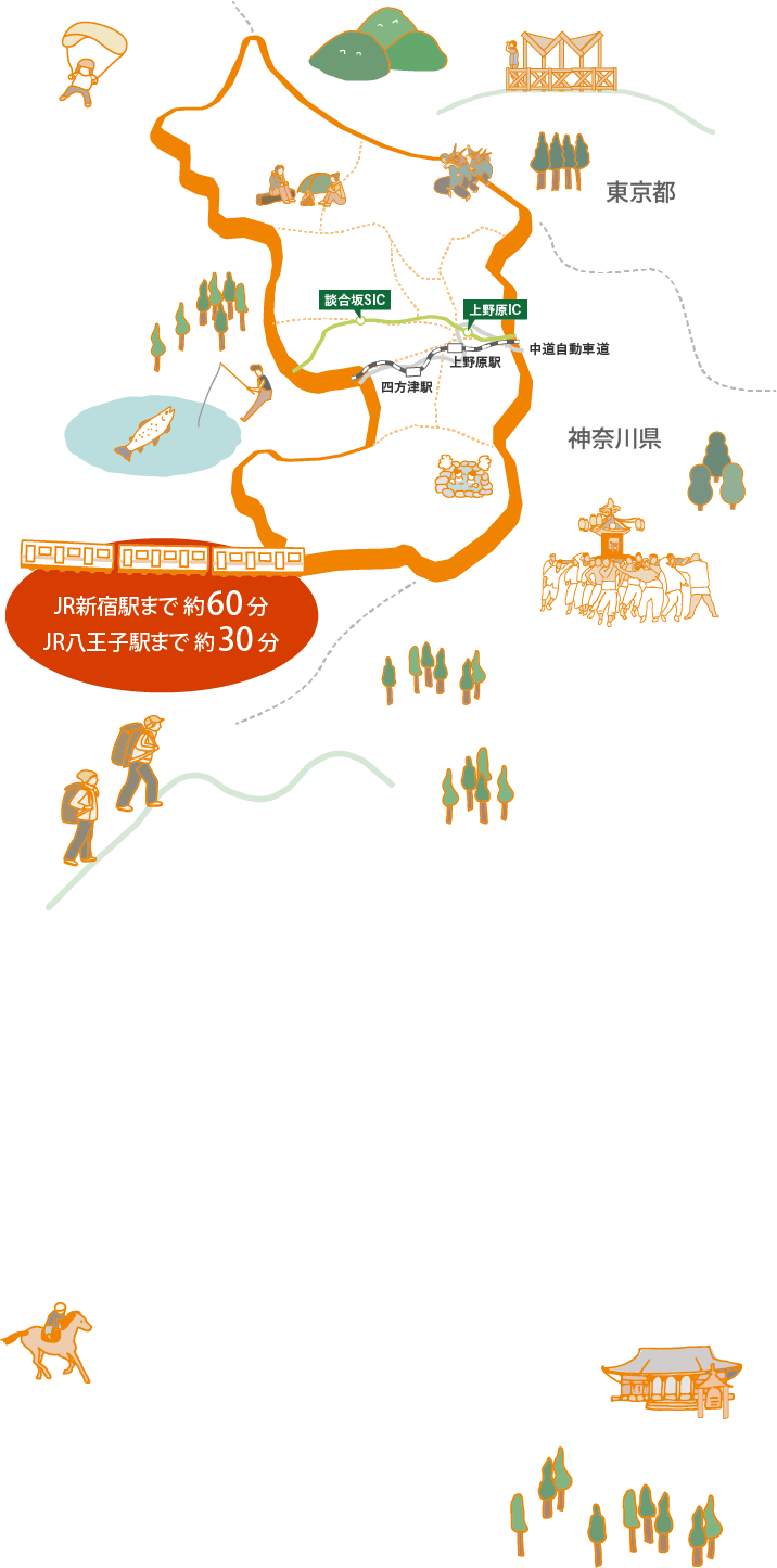 上野原市の地図