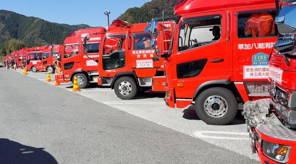 沢山の消防車両