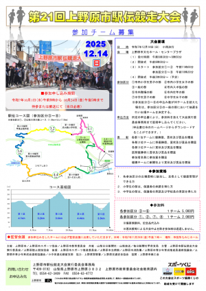 第21回上野原市駅伝競走大会参加チーム募集 リーフレット