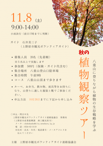 秋の植物観察ツアーチラシ