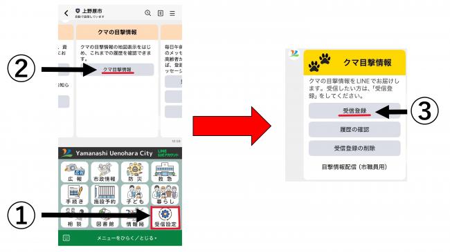 受信設定メニューからの登録手順