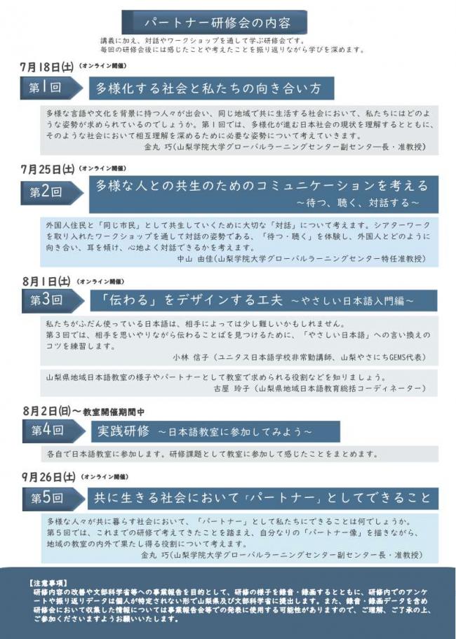 日本語教室パートナー募集チラシ 2枚目