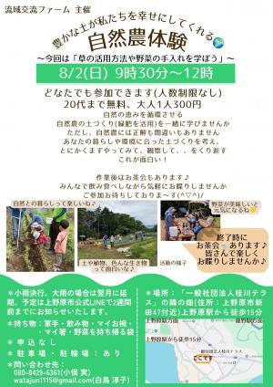 豊かな土が私たちを幸せにしてくれる自然農体験チラシ